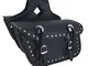 Borsa Bisacce Moto Customo Chopper Borchie Cromate Nero Saddle Bags