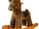 labebe Cavallo Dondolo Legno, Peluche Dondolo Bambini di Cavallo Marrone Chiaro per 6-36 M...