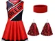 Aomig Vestito Cheerleader, Costume Cheerleader Donna con Pom Pom e Fascia per Capelli, Ves...