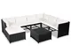 vidaXL Polirattan Set Divani da Giardino 24 pz Nero e Bianco Crema Esterno