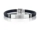 Breil, Collezione Black Savage, Bracciale da Uomo in Acciaio Lucido e Silicone, con Cucitu...