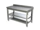 Tavolo 140x60x85 acciaio inox 430 su gambe ripiano alzatina ristorante RS3995