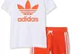 adidas Short Tee Set, Abbigliamento Altro Unisex Bimbi, Bianco/Active Arancio, 6-7A