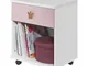 Comodino Cindy 2 B18513 bianco e rosa 46 x 40 x 58 cm, mobile con un cassetto