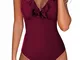 RITOSTA Costume da Bagno Donna Costumi Interi Monokini Bikini Scollo a V Stampa a Foglie S...