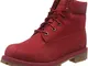 Timberland 6 inch Premium Waterproof (Junior), Stivali Stringati Unisex-Adulto, Rosso Medi...