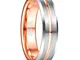 TUNGSTORY Anelli per Uomo Anello in Tungsteno con Scanalatura Placcata Oro Rosa Bordo Smus...