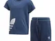 adidas Big Trefoil Shorts Tee Tuta Blu da Bambino FM5619