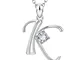 Argento Sterling 925 Zirconia Cubico Iniziale 26 Lettera Ciondolo Collana Regalo Gioielli...