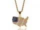 XIRENZHANG Hip Hop In acciaio inox Mappa bandiera americana Styling degli uomini ciondolo...