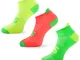 SLS3 - Sottili calzini corti da corsa, anti vescica, con colori ultra leggeri al neon, cal...