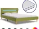 vidaXL - Letto Matrimoniale con Materasso in Memory Foam, 140 x 200 cm, Colore: Verde