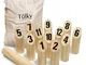 Toyfel Tölky Gioco di Lancio con Birilli in Legno Kubb, per Esterni, dalla Finlandia - Leg...