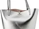 Guess Alby Toggle Tote, Bags Satchel Donna, Silver/Blush, One Size