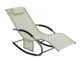 SoBuy OGS28-MI, Poltrona Dondolo, Sdraio Relax, Sedia a Sdraio, con Taschina, Beige