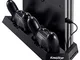 KINGTOP PS4 / PS4 Pro / PS4 Slim Dual Controller Stazione di Ricarica con Ventola di Raffr...