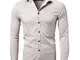 Harrms Camicia Elastica di bambù Fibra per Uomo, Slim Fit, Camicie da Cerimonia Manica Lun...