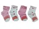 calzini 4 paia bambina Maferino tg. 3 21/22 scarpa colori rosa e bianco e rosso corti coto...