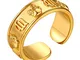 FindChic Anello con Segno Zodiacale Anello di Apertura con Oroscopo Placcato in Oro 18 car...