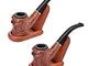 Tangger 2PCS Pipa in Legno Palissandro Pipa Tabacco Pipa per Fumo con Fondo Piatto pipa in...