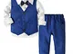 ZOEREA 3 Pezzi Bambini Ragazzi Abbigliamento Set Camicia con Papillon + Gilet + Pantaloni,...