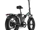 Bicicletta Elettrica Pieghevole Fat Tire 20"* 4" Con Batteria Agli Ioni Di Litio Da 48V15A...