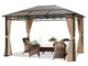 TOOLPORT Gazebo da Giardino 3x4 m - 100% Impermeabile – Alu Deluxe - con 4 Teli Laterali –...