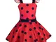 Lito Angels Vestito da Ladybug Coccinella per Bambina, Gonna in Rosso a Pois, Festa di Com...
