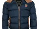 Geographical Norway - Giacca invernale da uomo, calda e trapuntata blu navy S