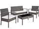 TecTake 403398 Set di Mobili Rattan, Arredamento Giardino, Tavolo Sedie Panca, Esterno Ter...