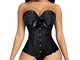 FeelinGirl Corsetto Donna Push Up Corpetto Allacciare Corsetti Overbust Stile Gotico Vinta...