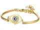 BROSWAY - Bracciale in acciaio e pvd oro con piastrina centrale occhio con cristalli swaro...