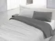 Italian Bed Linen Natural Color Parure Copri Piumino, 100% Cotone, Grigio Chiaro/Fumo, Pia...