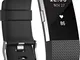 Fitbit Charge 2, Braccialetto per Fitness e Battito Cardiaco Unisex-Adulto, Nero, Large
