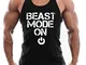 TX Apparel Canotta da Uomo Beast Fitness Stringer Senza Maniche Gym Shirt Cotone Nero XL