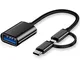 iJiZuo Adattatore 2 in 1 USB C/Micro a USB, Cavo OTG USB Micro e Tipo C Universale in Nylo...