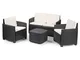 Salottino 4 Posti in plastica Simil Rattan per Esterno - Sal 001 (Antracite)