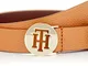 Tommy Hilfiger TH Round Belt 3.0 Cintura, Cognac, 75 Donna