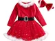 Neonate Red Christmas Dress Manica Lunga in Pile Costumi di Babbo Natale Abiti Cosplay Ves...