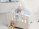 ZStyle Lettino culla bambini gemelli in legno letto azzurra design infanzia neonato (Avori...