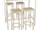 YELLOO MOD. RICCIONE Set Tavolo Bar Alto e 4 SGABELLI Alti Beige 110x66xH110 Mobili Cucina...