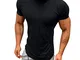 BaZhaHei Tinta Unita T-Shirt a Maniche Corte V-Collo Slim Tee - Canotta Uomo Bodybuilding...