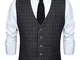 HISDERN Gilet Formale da Uomo Nero in Cotone Panciotto Uomo Elegante Casual con Motivo Sco...