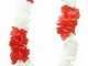 Prezer - Collana hawaiana con fiori grandi, colore: Rosso/Bianco