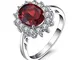 JewelryPalace Kate Principessa Diana 2.5ct Naturale Granato Halo Anello di Fidanzamento 92...