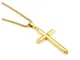 Collana con ciondolo a forma di croce in oro 24 carati, unisex, con solida chiusura a mosc...