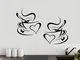 wall4stickers Adesivo Cucina 2 Tazze da caffè da tè Cucina Parete Adesivo Vinile tazzine D...