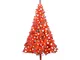 vidaXL Albero di Natale Preilluminato con Palline Rosso 180 cm PVC