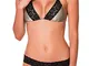 RELLECIGA Costume Donna Top Bikini a Triangolo Push up Morbido in Pizzo con Laccetti Metal...