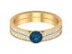 1,25 CT London Blue Topaz and Diamond Ring Set, London Blue Topaz Solitaire Ring con Diamo...